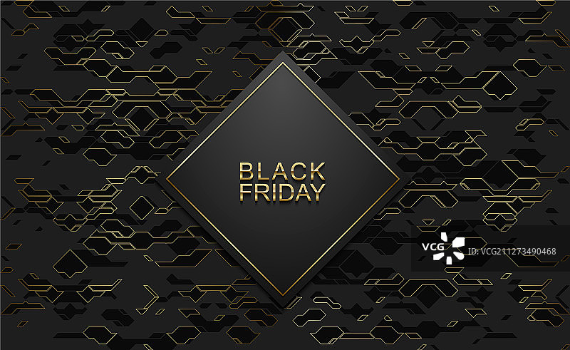黑色星期五奢华banner，金色文字图片素材
