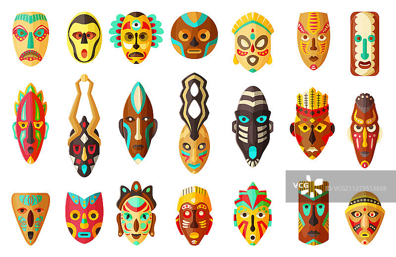 非洲面具卡通部落面具图标图片素材