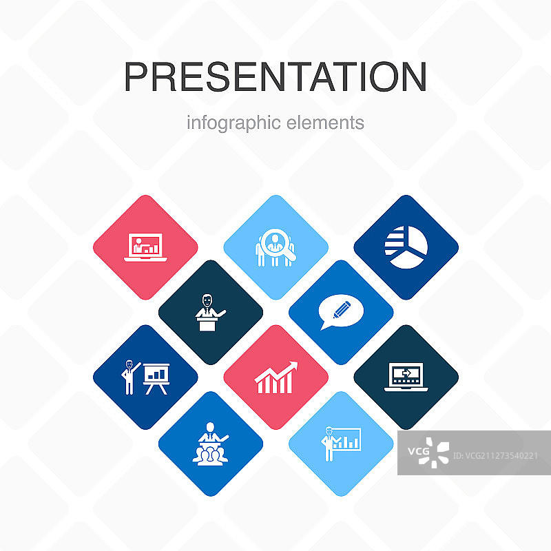 演示文稿信息图表，10种颜色选项设计图片素材