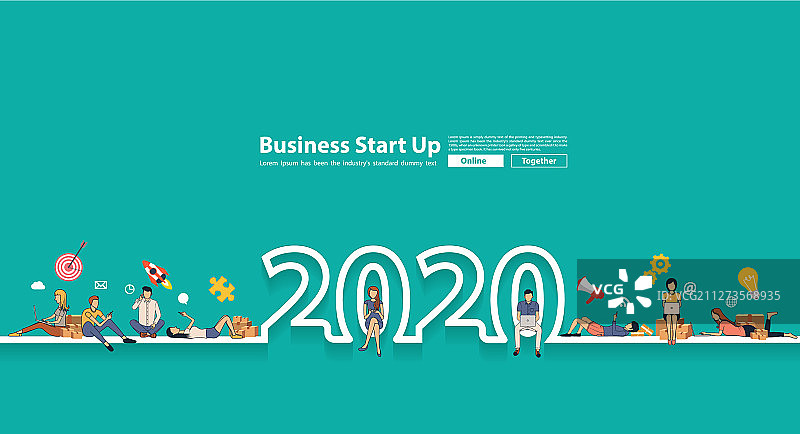 2020新年人群线上欢聚图片素材