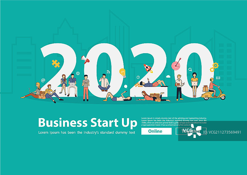 2020新年商务人士工作生活方式图片素材