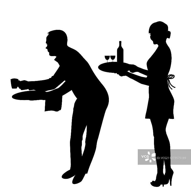 服务员剪影图片素材