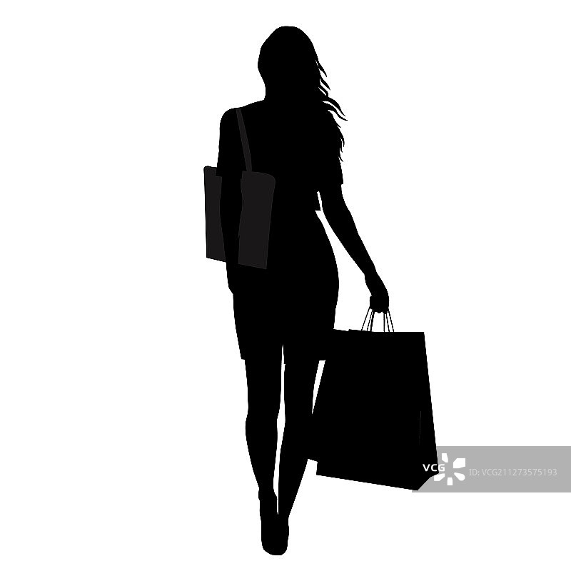 女人提购物袋剪影图片素材