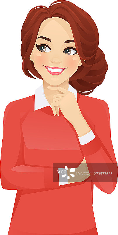 思考中的休闲商务女士图片素材