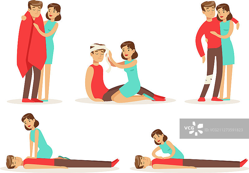 女人为男人提供急救图片素材