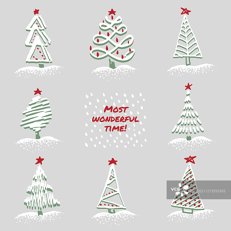 现代素描时尚祝福卡片套装图片素材