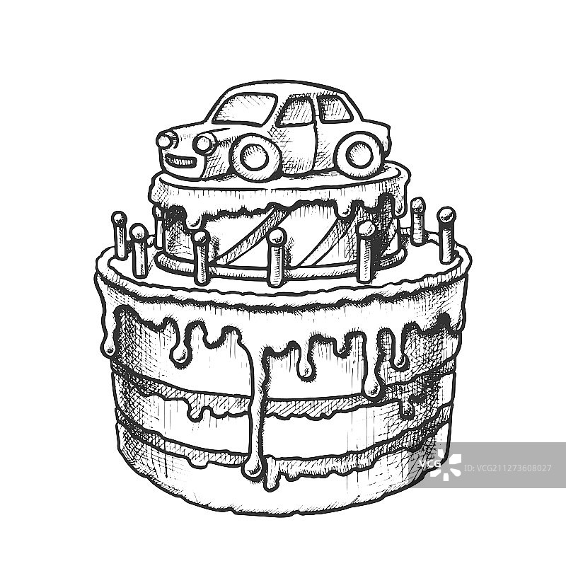 复古汽车装饰生日蛋糕图片素材