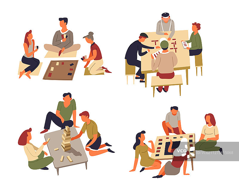 家人和朋友玩多米诺骨牌图片素材