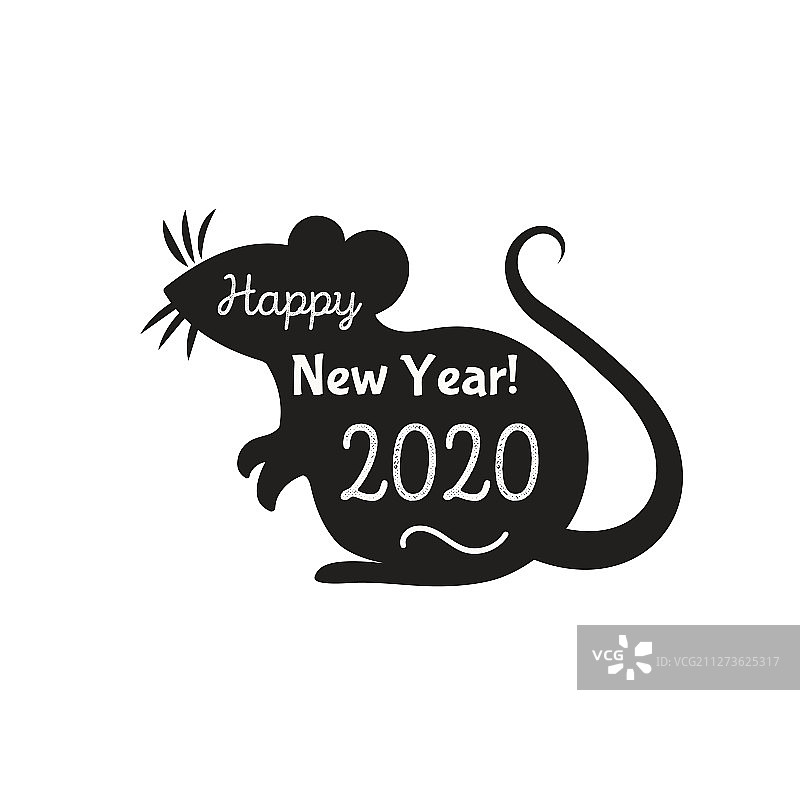 2020中国鼠年生肖黑色图片素材