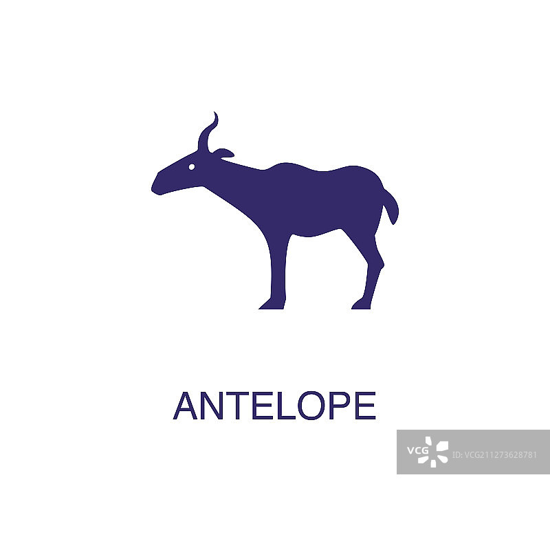 白色背景上的扁平风羚羊元素图片素材