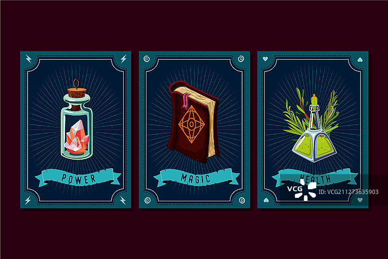 游戏资源包奇幻卡牌与魔法物品图片素材