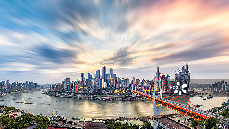 重庆渝中半岛全景晚霞图片素材