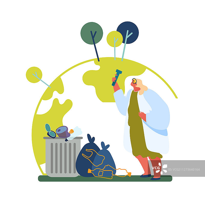 地球生态污染概念女科学家图片素材