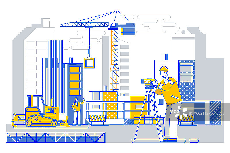 带有经纬仪的测量员、建筑工程师图片素材
