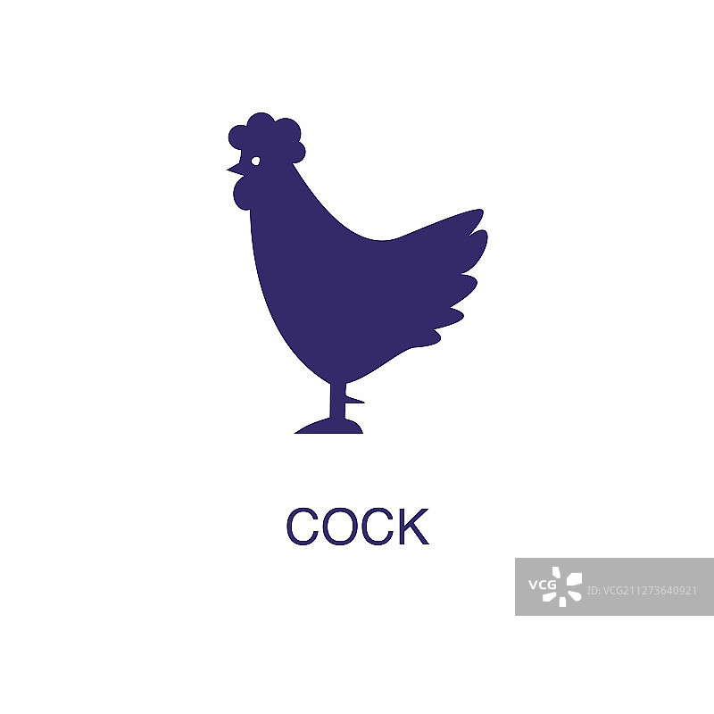 白色背景上的扁平风格公鸡元素图片素材