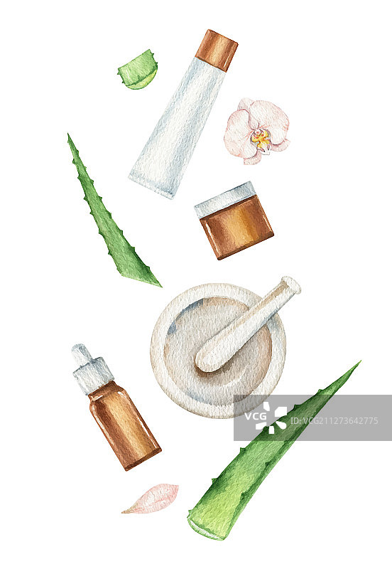水彩SPA概念化妆品图片素材