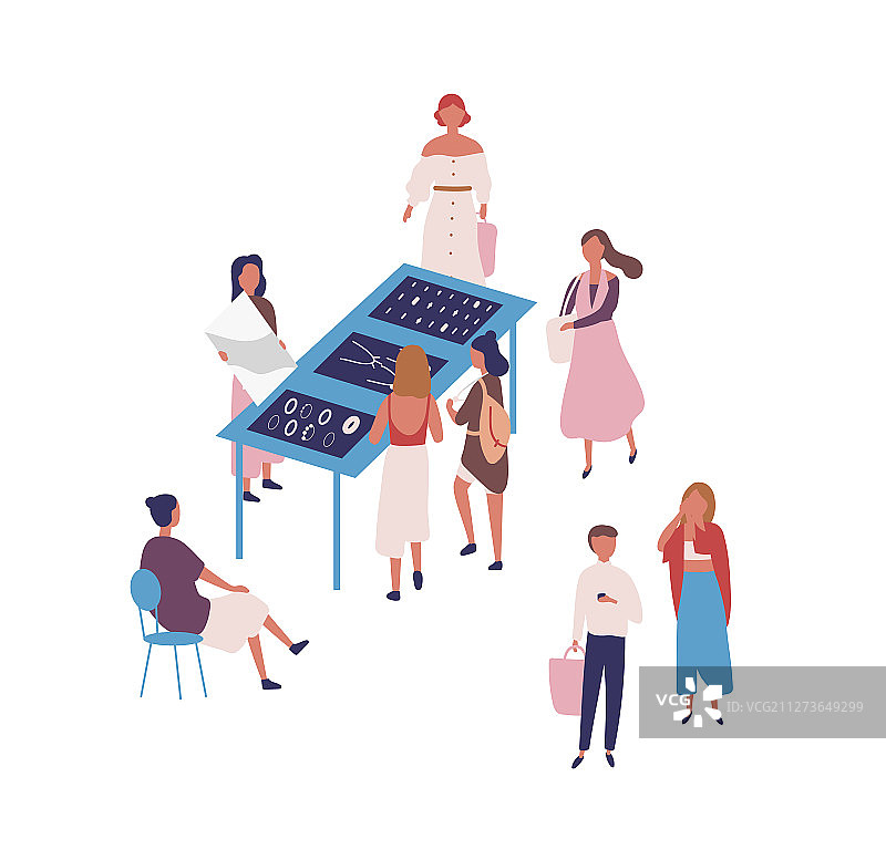 跳蚤市场扁平人物图片素材