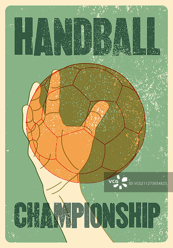 手球锦标赛复古海报图片素材