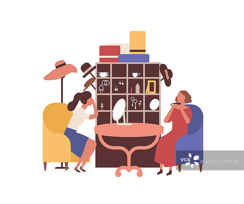 跳蚤市场旧货交易会扁平设计图片素材