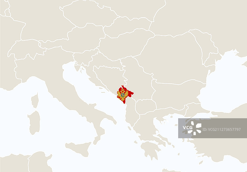 突出显示黑山地图的欧洲图片素材