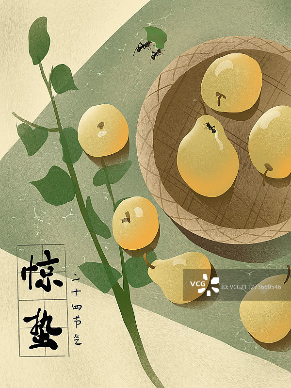 惊蛰节气桌面上的梨图片素材