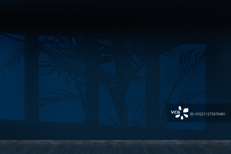 窗外的月光与墙上的光影 三维渲染图片素材