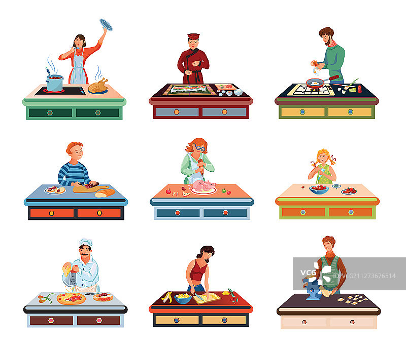 人们烹饪各种食物合集图片素材