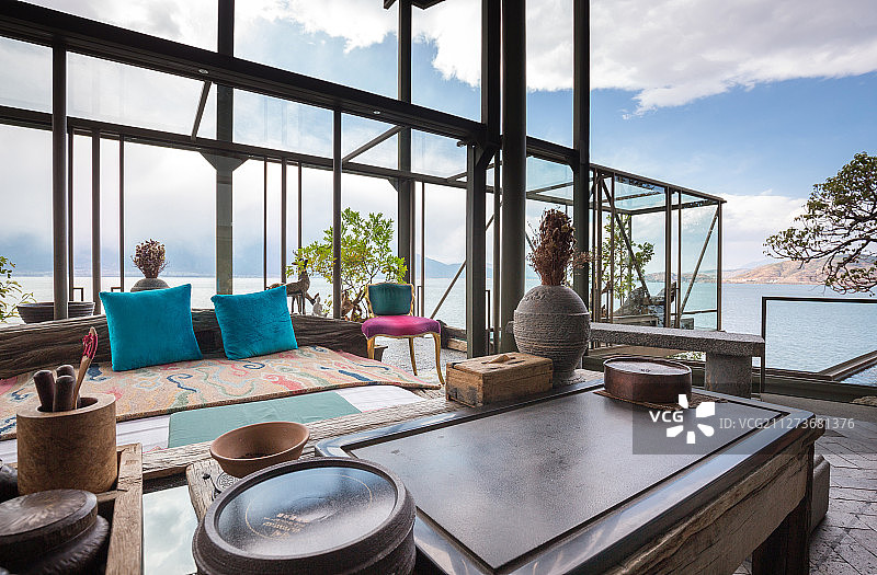 海景茶室图片素材