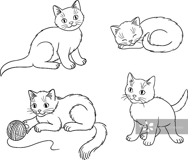 四只不同轮廓的小猫图片素材