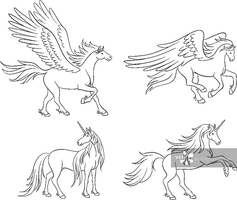 神话轮廓马图片素材