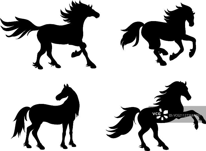 马匹剪影图片素材