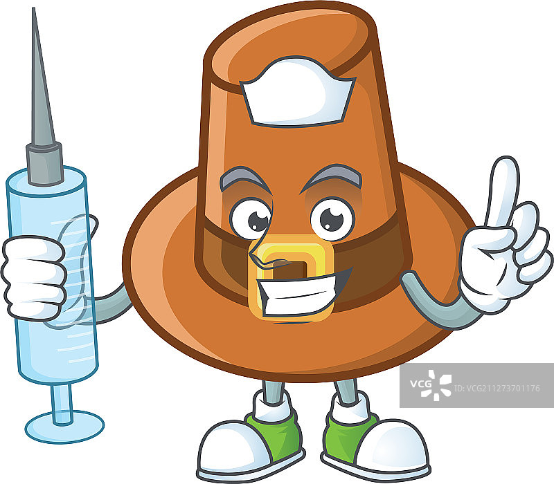 戴着护士帽的可爱棕色帽子吉祥物图片素材