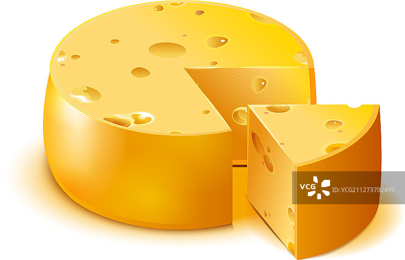 大块硬质多孔奶酪和切片图片素材