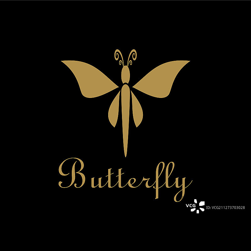 蝴蝶线条艺术Logo设计图片素材