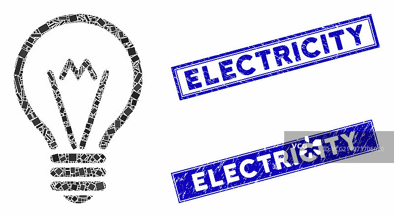 灯泡马赛克和Grunge矩形印章图片素材