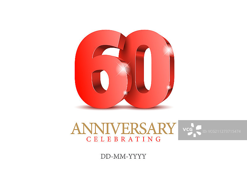 周年纪念60红色3D数字图片素材