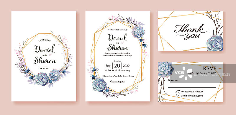 婚礼请柬日期感谢函图片素材