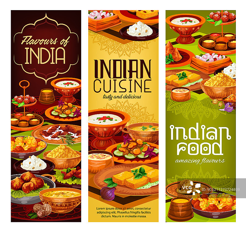 印度咖喱肉饭和蔬菜甜点图片素材