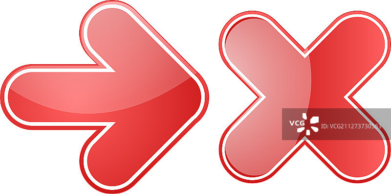 红色删除和下一步标志图标图片素材