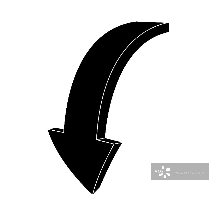 黑色扁平向下箭头标志图片素材