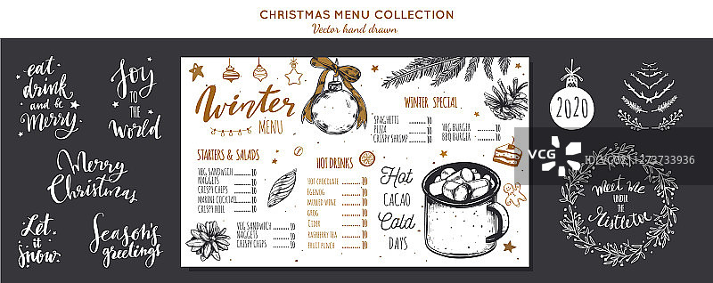 冬季特色季节性菜单黑板图片素材