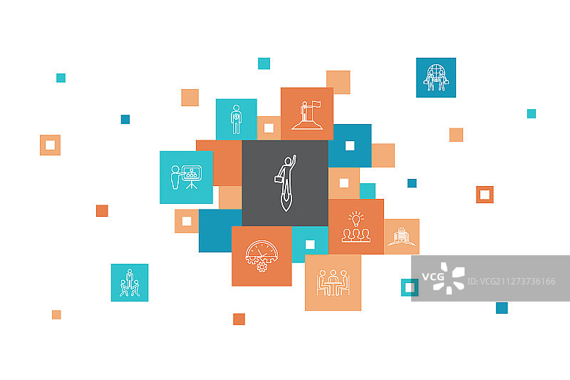 创业信息图10步像素设计图片素材