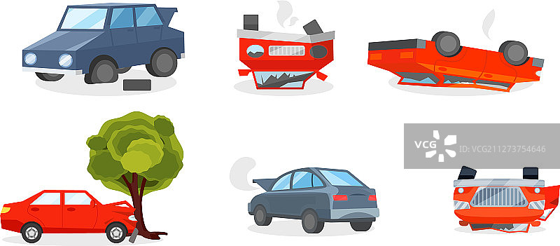 车祸损毁车辆和保险案例图片素材