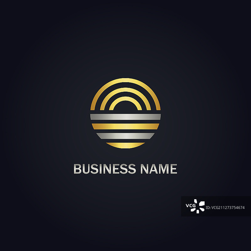 圆形线条抽象金色标志图片素材