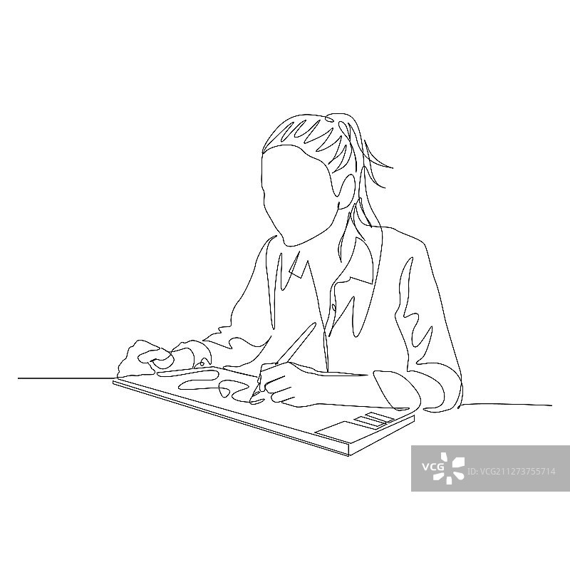 女人在帮助下绘画一笔画图片素材