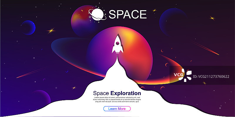 具有行星和星星的太空背景图片素材