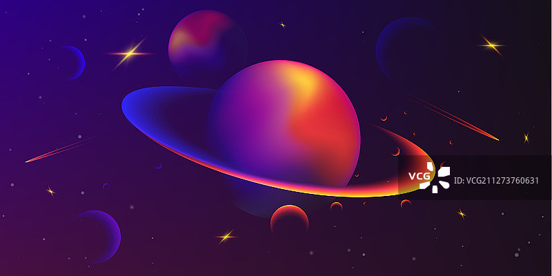 具有行星和星星的太空背景图片素材