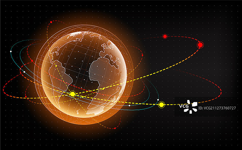 带有卫星的地球全息图图片素材