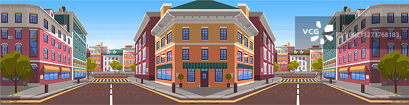 有建筑物和斑马线的城市街道图片素材