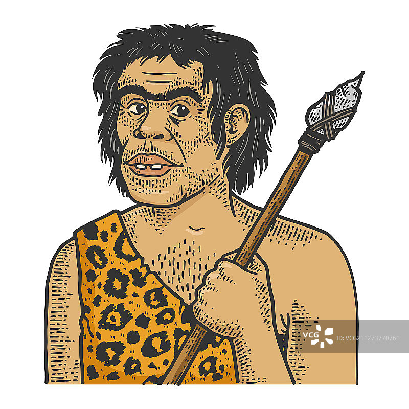 原始穴居人素描图片素材